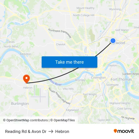 Reading Rd & Avon Dr to Hebron map