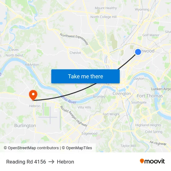 Reading Rd 4156 to Hebron map