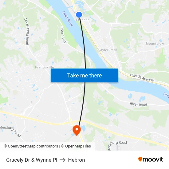 Gracely Dr & Wynne Pl to Hebron map