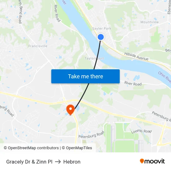 Gracely Dr & Zinn Pl to Hebron map