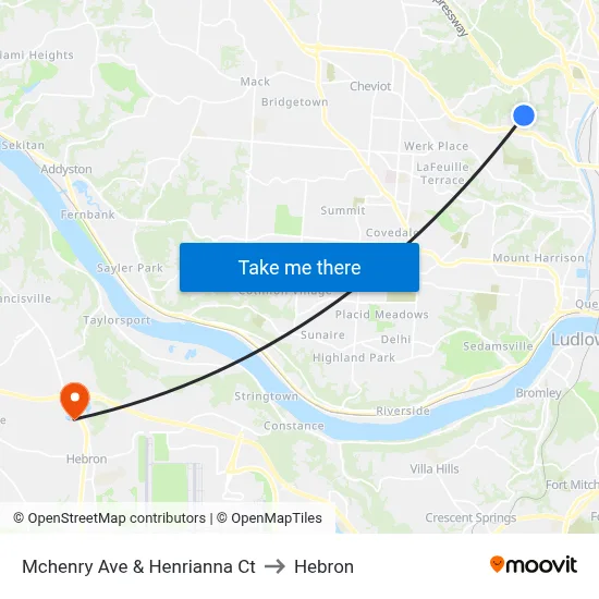 Mchenry Ave & Henrianna Ct to Hebron map