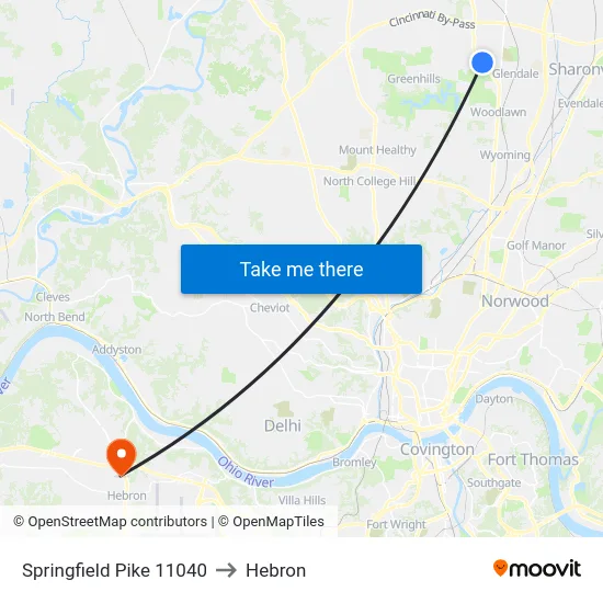 Springfield Pike 11040 to Hebron map