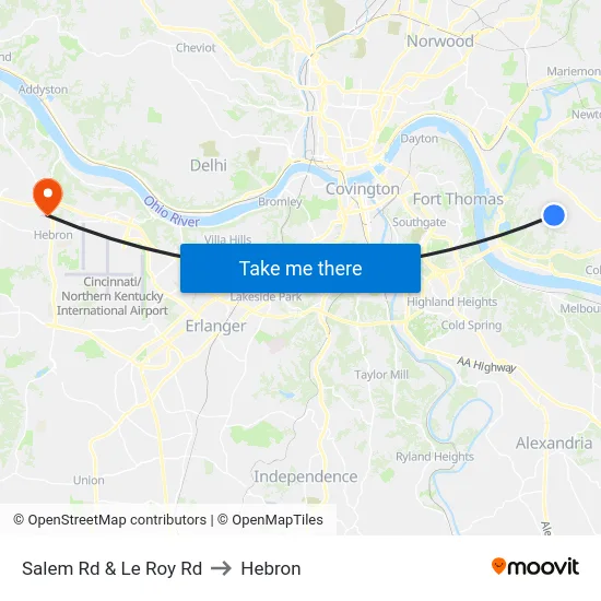 Salem Rd & Le Roy Rd to Hebron map