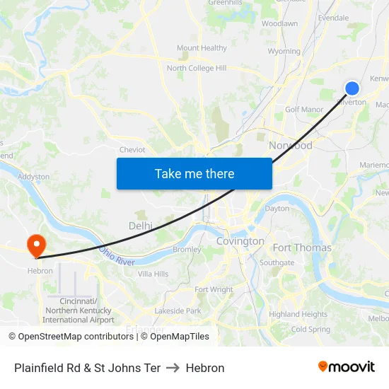 Plainfield Rd & St Johns Ter to Hebron map