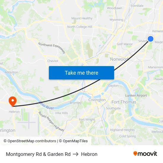 Montgomery Rd & Garden Rd to Hebron map