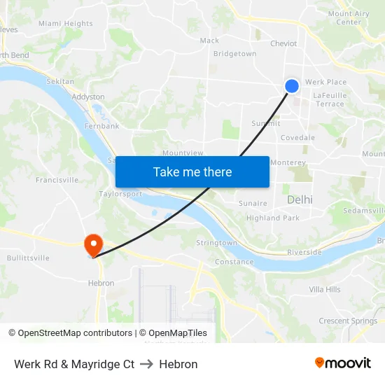 Werk Rd & Mayridge Ct to Hebron map