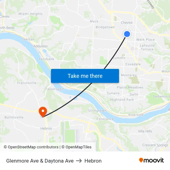 Glenmore Ave & Daytona Ave to Hebron map