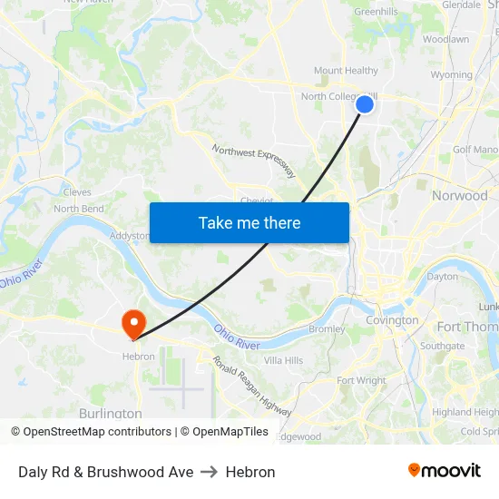 Daly Rd & Brushwood Ave to Hebron map