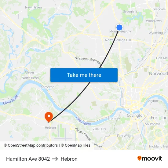 Hamilton Ave 8042 to Hebron map