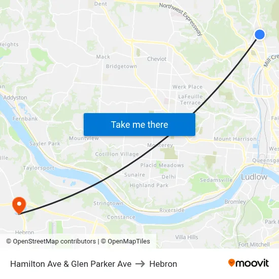 Hamilton Ave & Glen Parker Ave to Hebron map