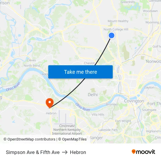 Simpson Ave & Fifth Ave to Hebron map