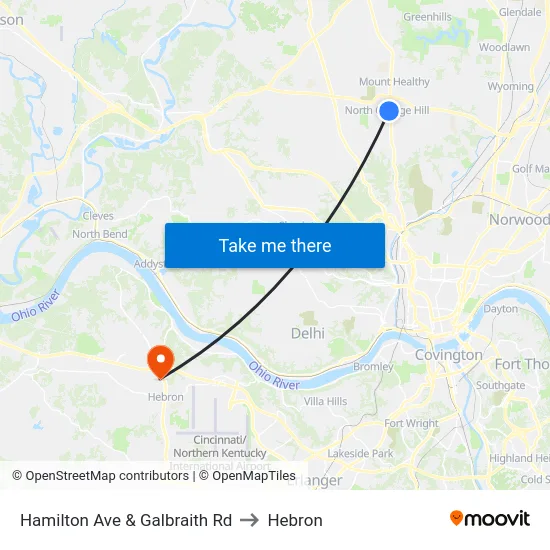 Hamilton Ave & Galbraith Rd to Hebron map
