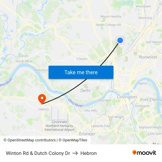 Winton Rd & Dutch Colony Dr to Hebron map