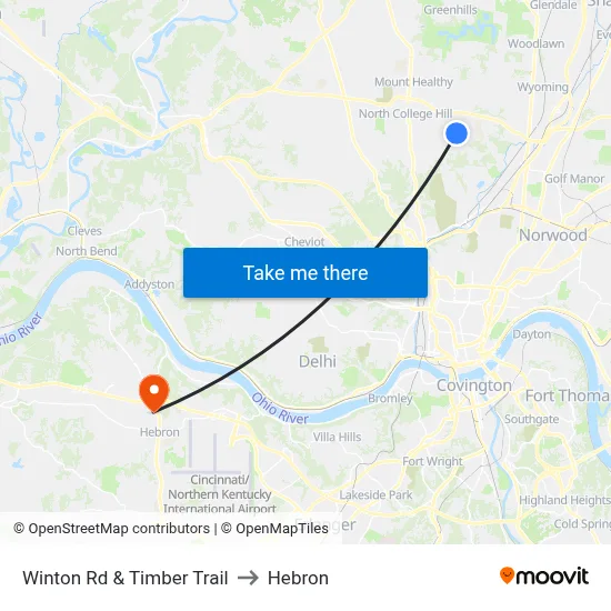 Winton Rd & Timber Trail to Hebron map