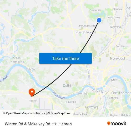 Winton Rd & Mckelvey Rd to Hebron map