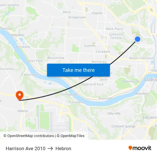Harrison Ave 2010 to Hebron map