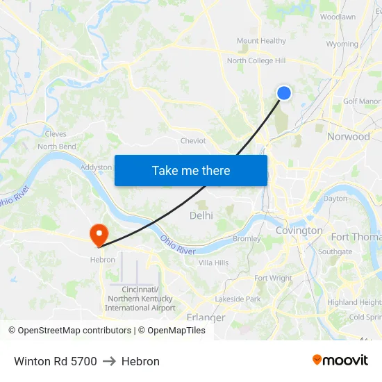 Winton Rd 5700 to Hebron map