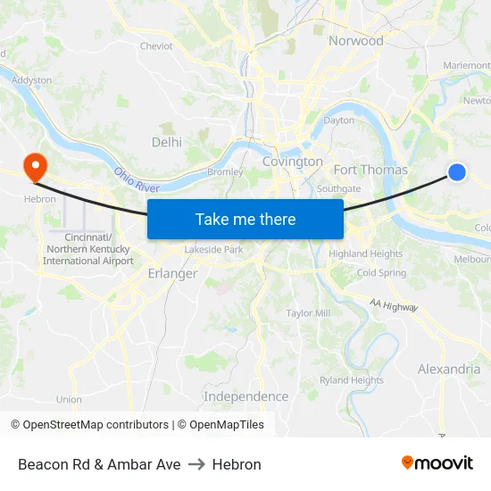 Beacon Rd & Ambar Ave to Hebron map