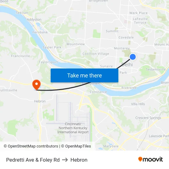 Pedretti Ave & Foley Rd to Hebron map