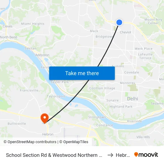 School Section Rd & Westwood Northern Blvd to Hebron map