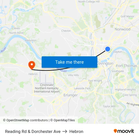 Reading Rd & Dorchester Ave to Hebron map