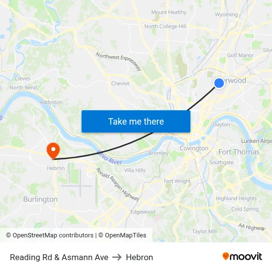 Reading Rd & Asmann Ave to Hebron map