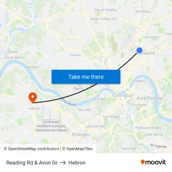 Reading Rd & Avon Dr to Hebron map