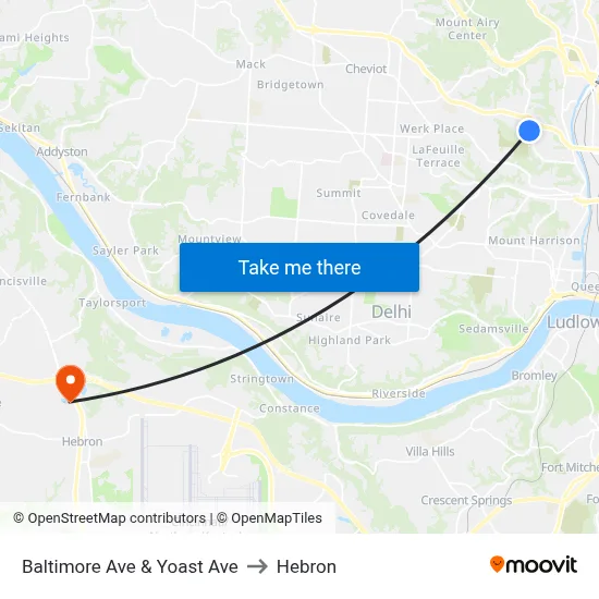 Baltimore Ave & Yoast Ave to Hebron map