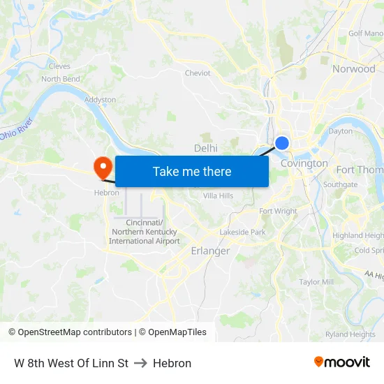 W 8th West Of Linn St to Hebron map