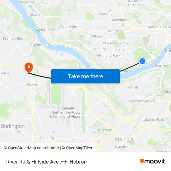 River Rd & Hillside Ave to Hebron map