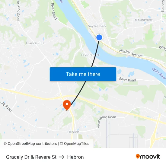 Gracely Dr & Revere St to Hebron map