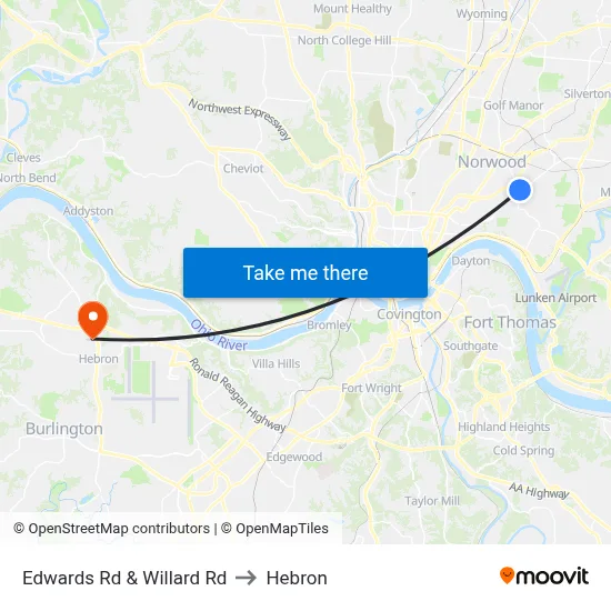 Edwards Rd & Willard Rd to Hebron map