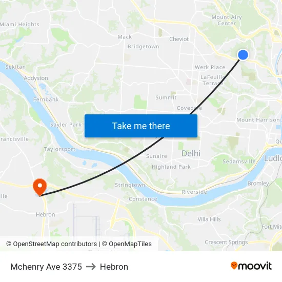 Mchenry Ave 3375 to Hebron map