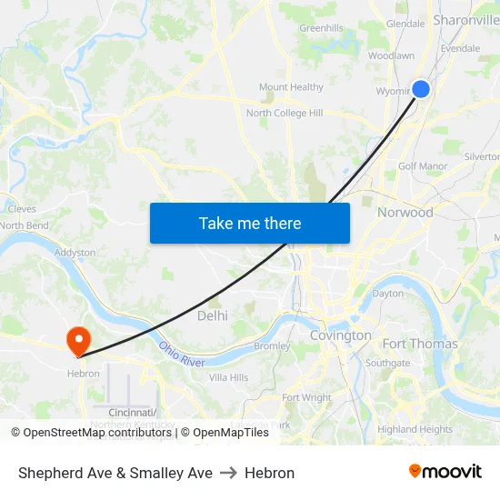 Shepherd Ave & Smalley Ave to Hebron map