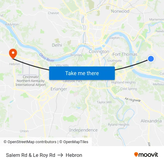 Salem Rd & Le Roy Rd to Hebron map