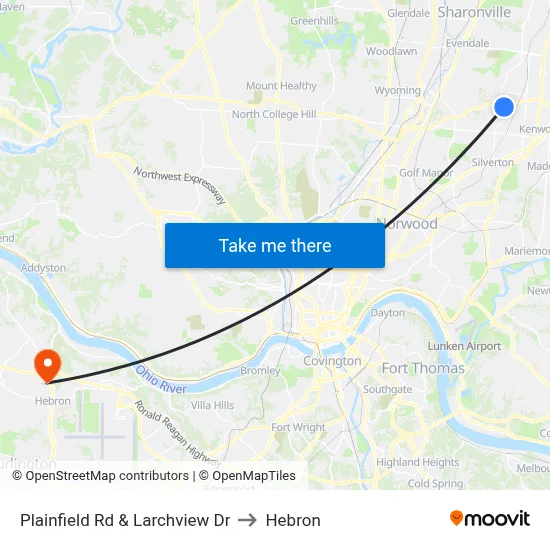 Plainfield Rd & Larchview Dr to Hebron map