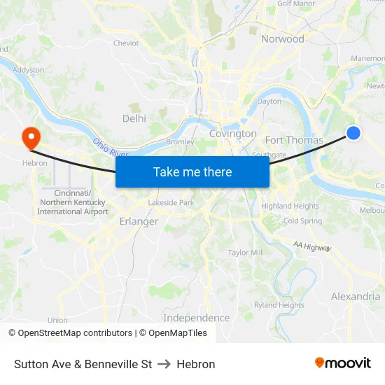 Sutton Ave & Benneville St to Hebron map