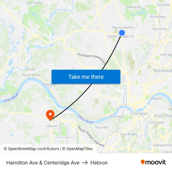 Hamilton Ave & Centeridge Ave to Hebron map