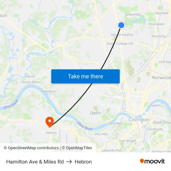 Hamilton Ave & Miles Rd to Hebron map