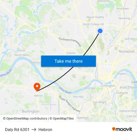 Daly Rd 6301 to Hebron map