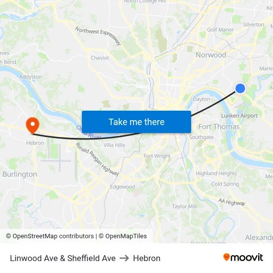 Linwood Ave & Sheffield Ave to Hebron map