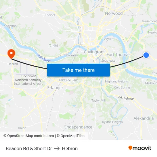Beacon Rd & Short Dr to Hebron map