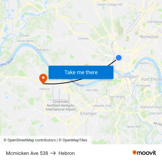 Mcmicken Ave 538 to Hebron map