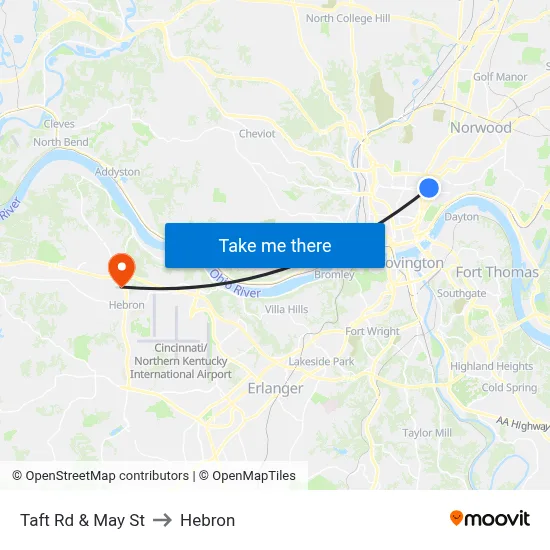 Taft Rd & May St to Hebron map