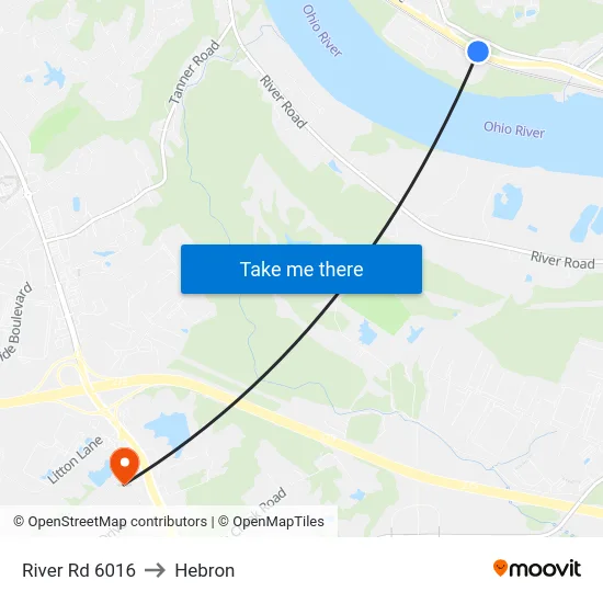 River Rd 6016 to Hebron map