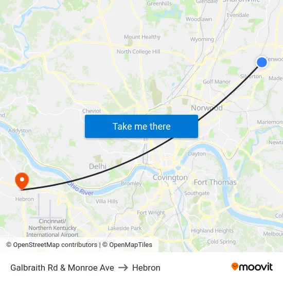 Galbraith Rd & Monroe Ave to Hebron map