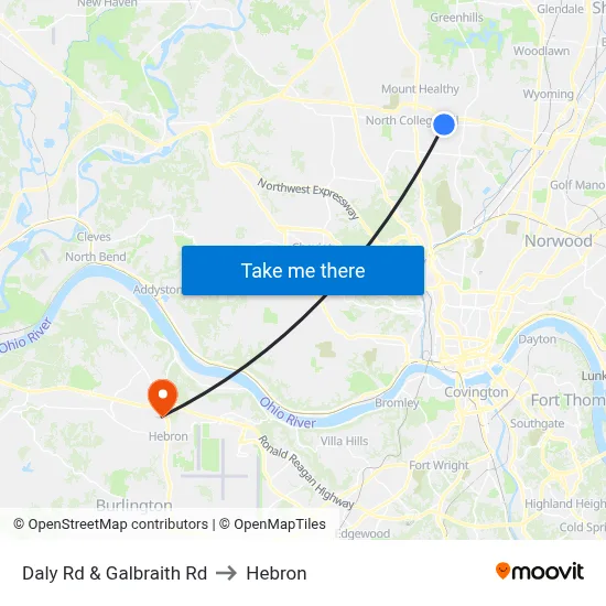 Daly Rd & Galbraith Rd to Hebron map