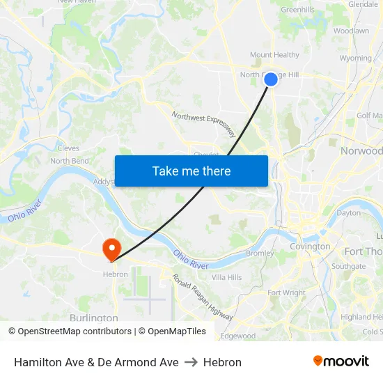 Hamilton Ave & De Armond Ave to Hebron map