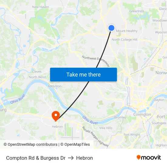 Compton Rd & Burgess Dr to Hebron map