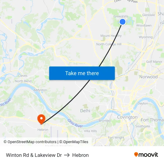 Winton Rd & Lakeview Dr to Hebron map